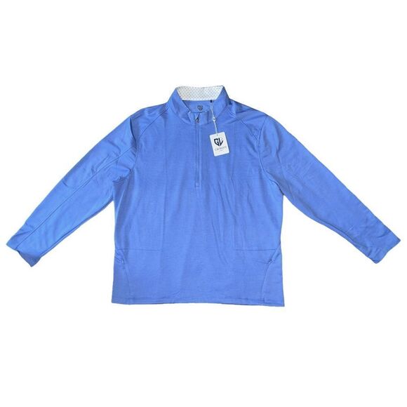 Graham Luxe 2XL Porter Quarter Zip Golf Longsleeve Sweater Blue GL3021 Wedgewood - Picture 1 of 8